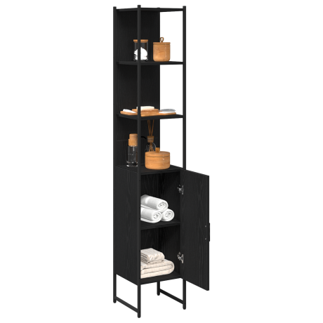 vidaXL Badkamerkast 33x33x185,5 cm bewerkt hout zwart eikenkleurig afbeelding3 - 1