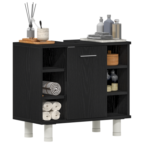 vidaXL Badkamerkast 60x32x54 cm bewerkt hout zwart eikenkleurig afbeelding3 - 1