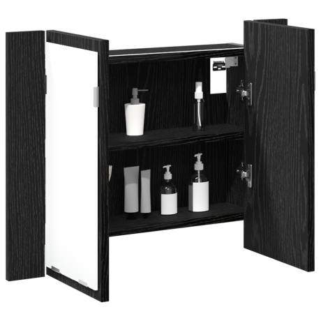 vidaXL Badkamerkast spiegel LED 60x12x45 cm bewerkt hout zwart eiken afbeelding3 - 1