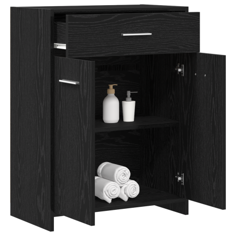 vidaXL Badkamerkast Zwart Eiken 60x33x80 cm Geengineerd Hout afbeelding3 - 1