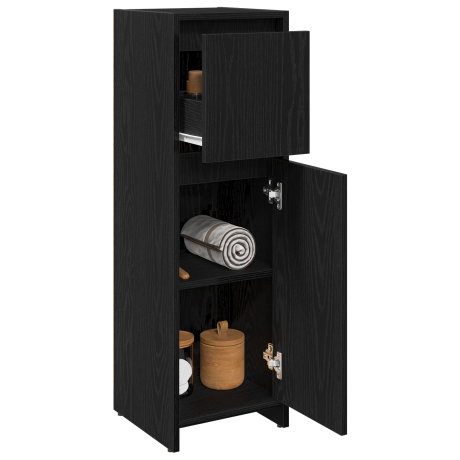 vidaXL Badkamerkastl 30x30x95 cm bewerkt hout zwart eikenkleurig afbeelding3 - 1