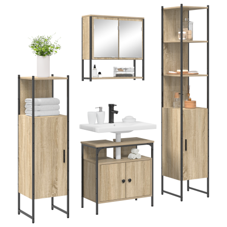 vidaXL Badkamermeubelset 4 pcs Sonoma eiken 33 x 33 x 188.5 cm afbeelding3 - 1