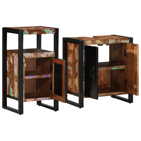vidaXL Badkamermeubelset met plank 2 pcs Bruin massief gerecycled hout afbeelding3 - 1
