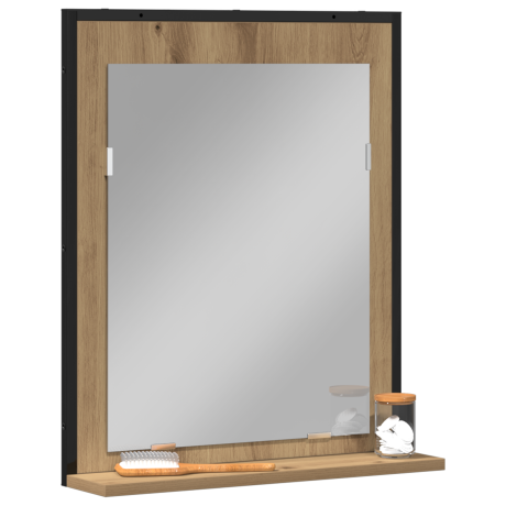 vidaXL Badkamerspiegel 50x12x60 cm bewerkt hout artisanaal eiken afbeelding3 - 1