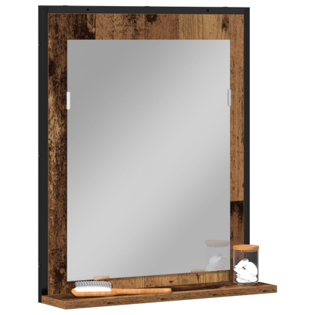 vidaXL Badkamerspiegel 50x12x60 cm bewerkt hout oud houtkleurig afbeelding3 - 1