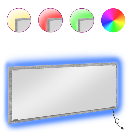 vidaXL Badkamerspiegel met LED 90x8,5x37 cm grijs sonoma eikenkleurig afbeelding3 - 1