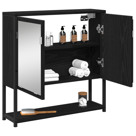 vidaXL Badkamerspiegelkast 60x16x60 cm bewerkt hout zwart eikenkleurig afbeelding3 - 1