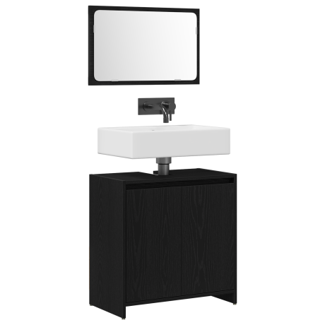 vidaXL Badmeubel met Spiegel Zwart Eiken 60x33x61cm Gefabriceerd Hout afbeelding3 - 1