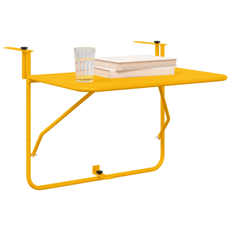 vidaXL Balkontafel hangend inklapbaar 60x40 cm staal geel afbeelding3 - 1