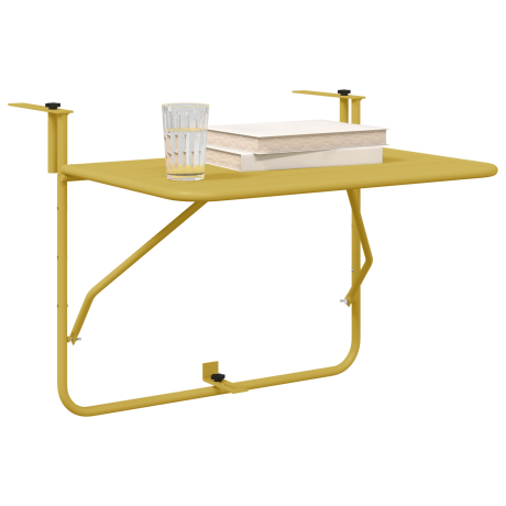 vidaXL Balkontafel hangend inklapbaar 60x40 cm staal goudkleurig afbeelding3 - 1