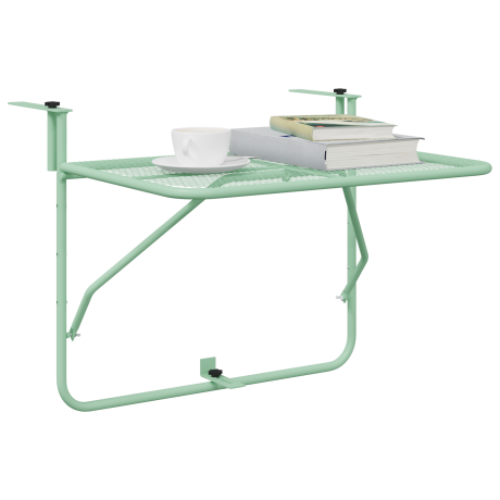 vidaXL Balkontafel hangend inklapbaar 60x40 cm staal mintgroen afbeelding3 - 1