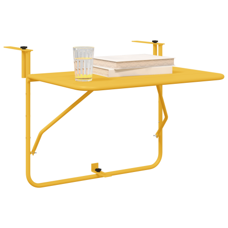 vidaXL Balkontafel hangend inklapbaar 60x40 cm staal mosterdgeel afbeelding3 - 1