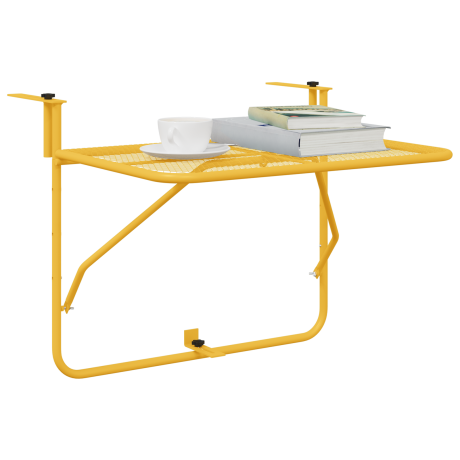 vidaXL Balkontafel hangend inklapbaar 60x40 cm staal mosterdgeel afbeelding3 - 1