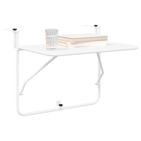 vidaXL Balkontafel hangend inklapbaar 60x40 cm staal wit afbeelding3 - 1