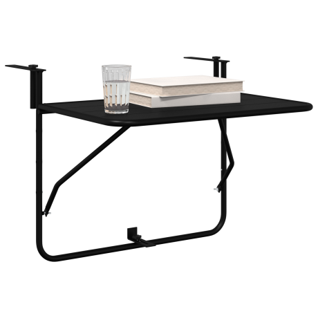 vidaXL Balkontafel hangend inklapbaar 60x40 cm staal zwart afbeelding3 - 1