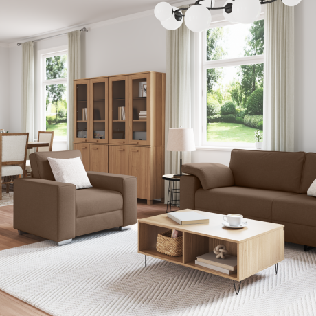 vidaXL Bank 3 pcs Bruin 219 x 80 x 82 cm Linnen-mix stof afbeelding3 - 1