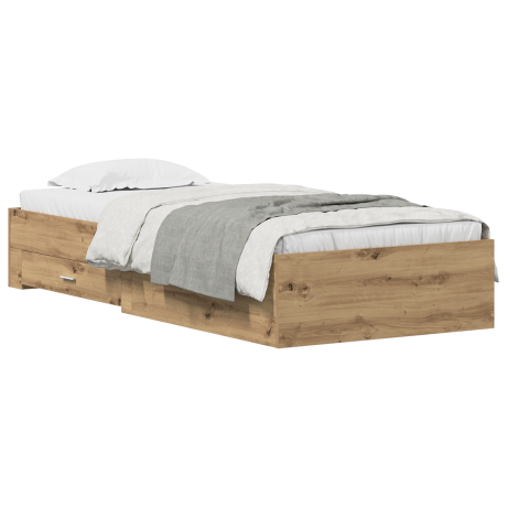 vidaXL Bedframe met lade Artisan Eiken 100 x 200 cm Bewerkt hout afbeelding3 - 1