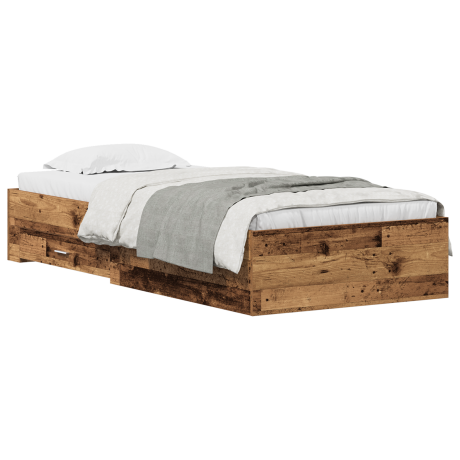 vidaXL Bedframe met lade met opslag Oud Hout 100 x 200 cm Bewerkt hout afbeelding3 - 1