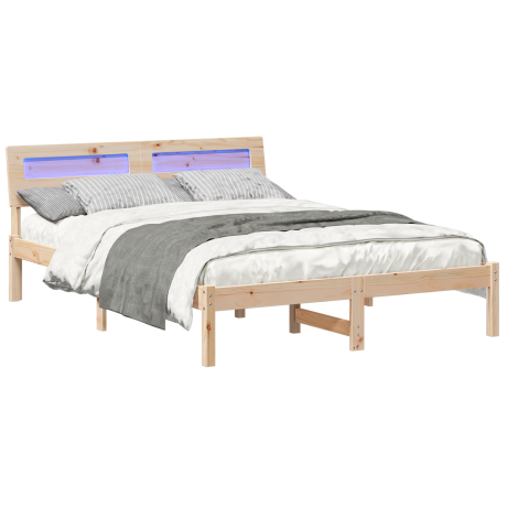 vidaXL Bedframe met hoofdeinde Bruin 120 x 190 cm Massief grenenhout afbeelding3 - 1