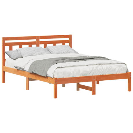 vidaXL Bedframe Bruin 135 x 190 cm Massief grenenhout afbeelding3 - 1