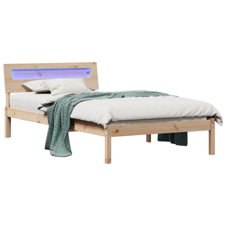 vidaXL Bedframe met hoofdeinde Bruin 75 x 190 cm Massief grenenhout afbeelding3 - 1