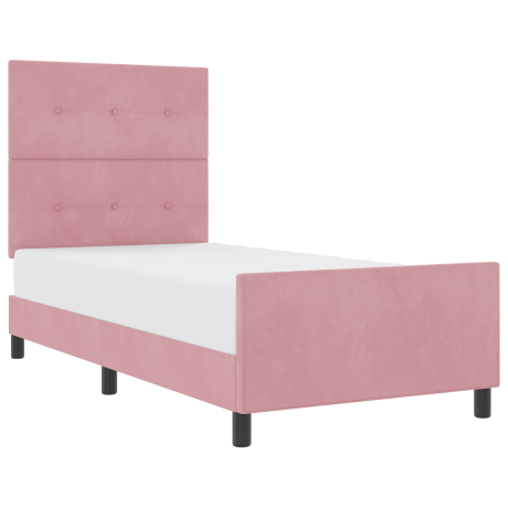 vidaXL Bedframe fluweel roze 90x200 cm afbeelding3 - 1