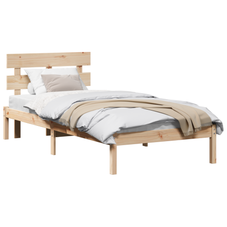 vidaXL Bedframe met hoofdeinde Bruin 80 x 200 cm Massief grenenhout afbeelding3 - 1