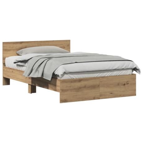 vidaXL Bedframe Artisan Eiken 193 x 125 x 70 cm Bewerkt hout afbeelding3 - 1