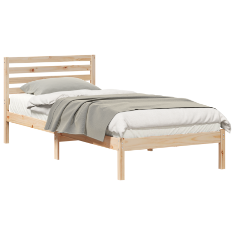 vidaXL Bedframe met hoofdeinde Bruin 100 x 220 cm Massief grenenhout afbeelding3 - 1