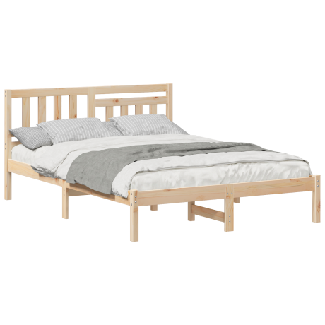 vidaXL Bedframe met hoofdeinde Bruin 120 x 190 cm Massief grenenhout afbeelding3 - 1