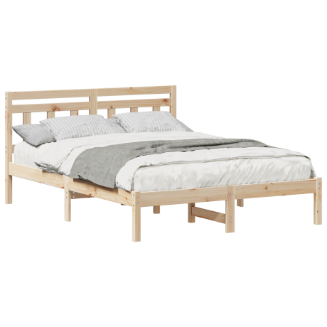 vidaXL Bedframe met hoofdeinde Bruin 120 x 200 cm Massief grenenhout afbeelding3 - 1
