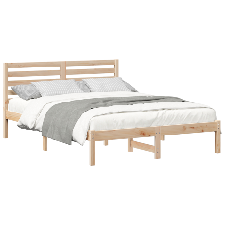 vidaXL Bedframe met hoofdeinde Bruin 120 x 200 cm Massief grenenhout afbeelding3 - 1