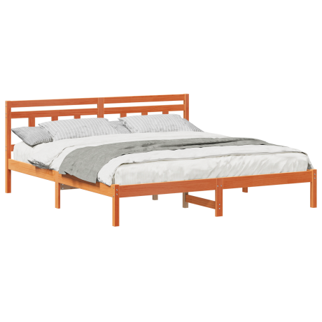 vidaXL Bedframe met hoofdeinde Bruin Grenenhout afbeelding3 - 1