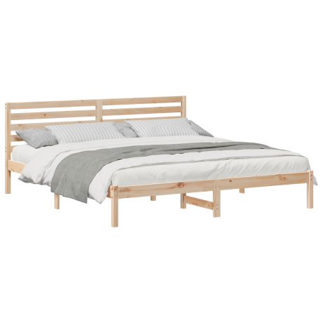 vidaXL Bedframe met hoofdeinde Bruin 180 x 200 cm Massief grenenhout afbeelding3 - 1