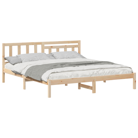 vidaXL Bedframe met hoofdeinde Bruin 180 x 200 cm Massief grenenhout afbeelding3 - 1