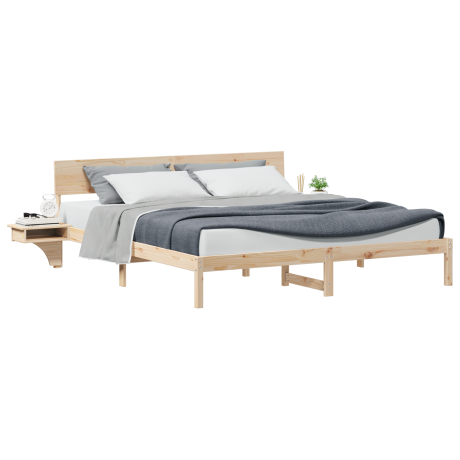 vidaXL Bedframe met hoofdeinde Bruin 200 x 200 cm Massief grenenhout afbeelding3 - 1