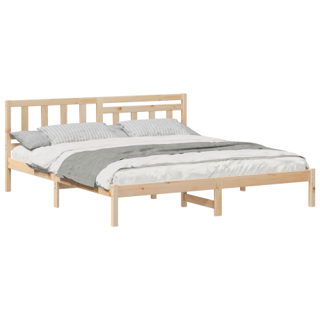 vidaXL Bedframe met hoofdeinde Bruin 200 x 200 cm Massief grenenhout afbeelding3 - 1