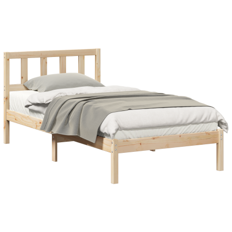 vidaXL Bedframe met hoofdeinde Bruin 75 x 190 cm Massief grenenhout afbeelding3 - 1