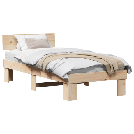 vidaXL Bedframe met hoofdeinde Naturel 80 x 200 cm Massief grenenhout afbeelding3 - 1