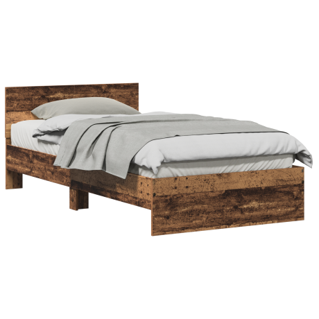 vidaXL Bedframe met hoofdeinde Oudhout 203 x 104 x 70 cm Bewerkt hout afbeelding3 - 1