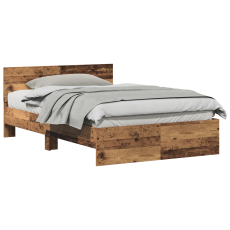 vidaXL Bedframe met hoofdeinde Oudhout 193 x 125 x 70 cm Bewerkt hout afbeelding3 - 1