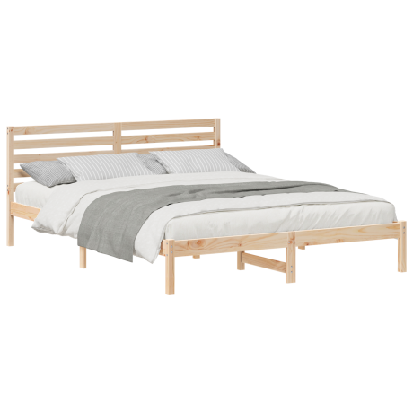vidaXL Bedframe met hoofdeinde Verstelbaar Bruin 160 x 220 cm Massief grenenhout afbeelding3 - 1