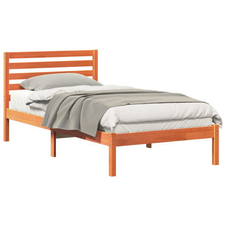 vidaXL Bedframe met hoofdeinde Wasbruin 75 x 190 cm Massief grenenhout afbeelding3 - 1
