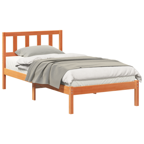 vidaXL Bedframe met hoofdeinde Wasbruin 75 x 190 cm Massief grenenhout afbeelding3 - 1