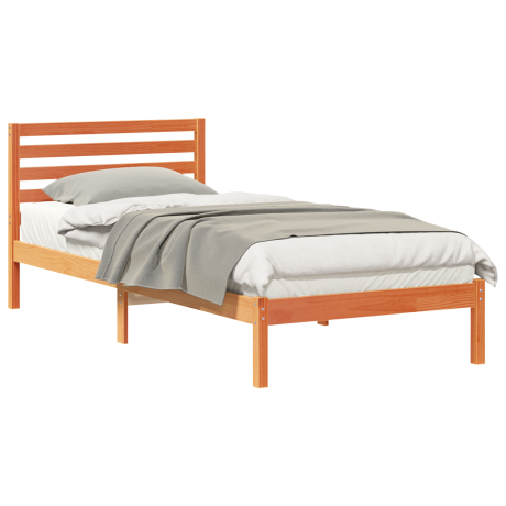vidaXL Bedframe met hoofdeinde Wasbruin 80 x 210 cm Massief grenenhout afbeelding3 - 1