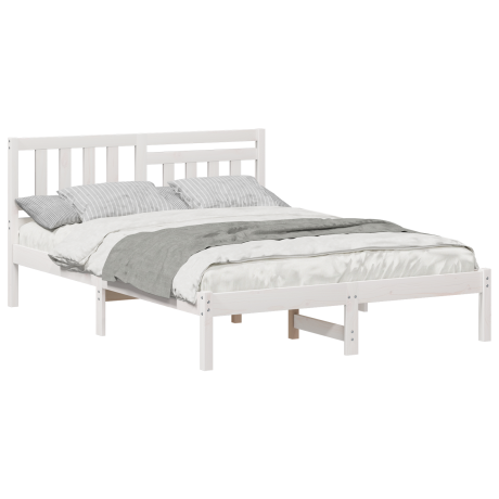 vidaXL Bedframe met hoofdeinde Wit 120 x 190 cm Massief grenenhout afbeelding3 - 1