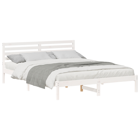 vidaXL Bedframe met hoofdeinde Wit 160 x 210 cm Massief grenenhout afbeelding3 - 1