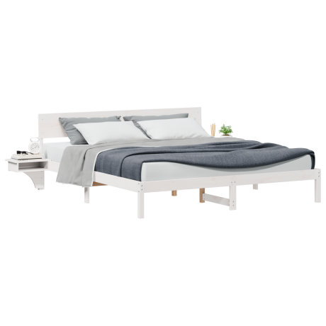 vidaXL Bedframe met hoofdeinde Wit 200 x 200 cm Massief grenenhout afbeelding3 - 1