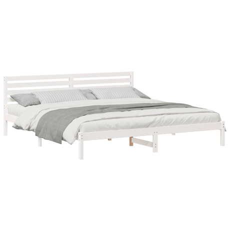 vidaXL Bedframe met hoofdeinde Wit 200 x 220 cm Massief grenenhout afbeelding3 - 1