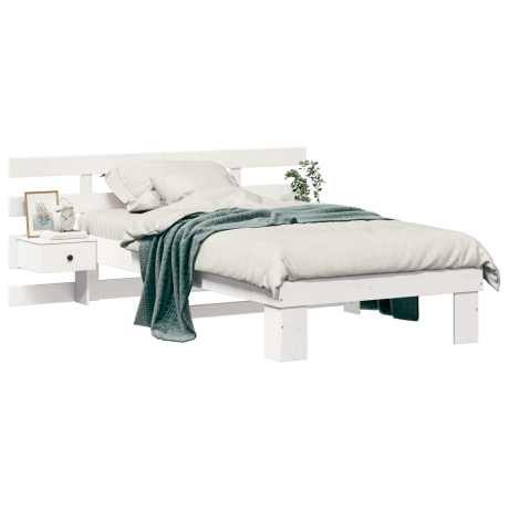 vidaXL Bedframe met hoofdeinde Wit 90 x 190 cm Massief grenenhout afbeelding3 - 1